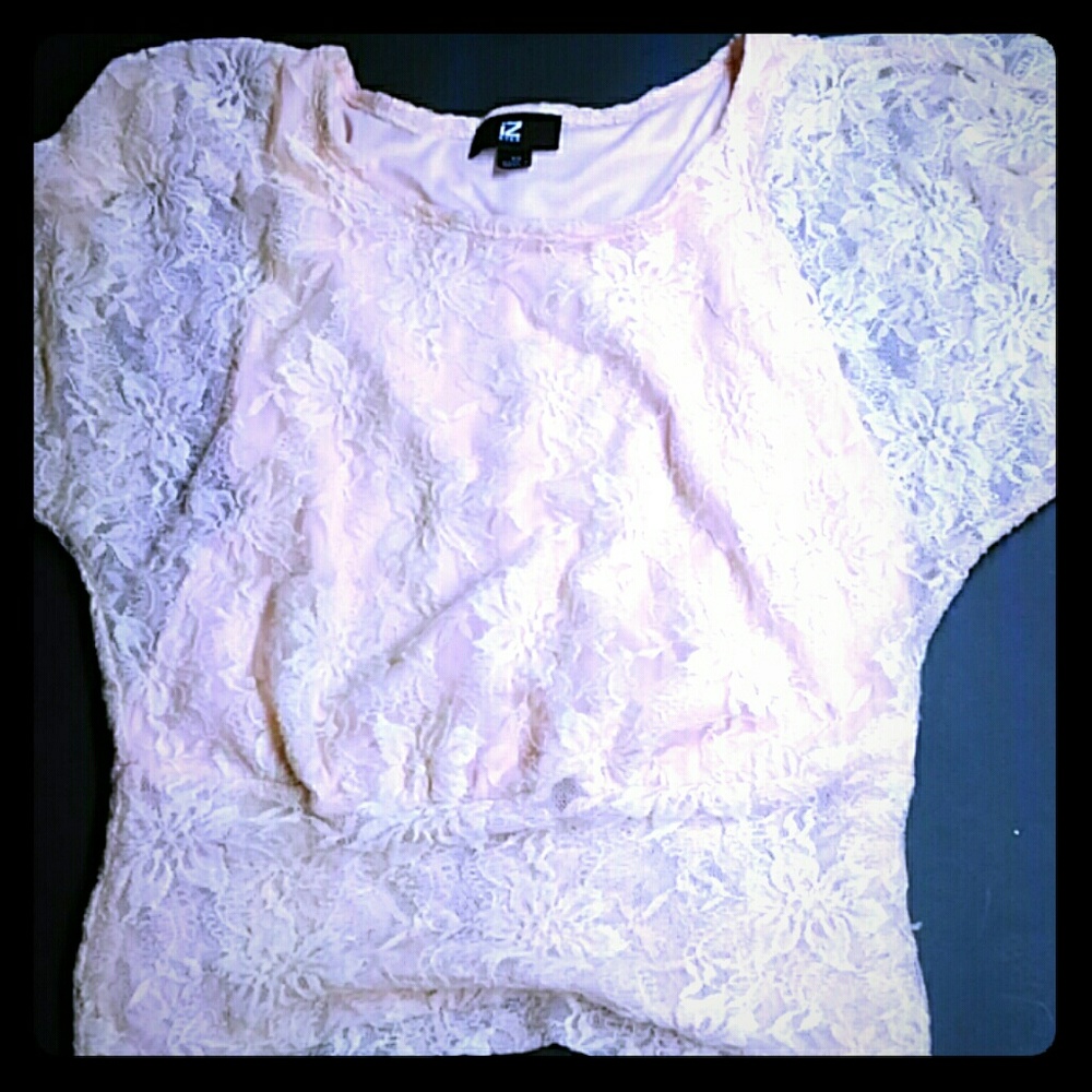 Pink lace crop top